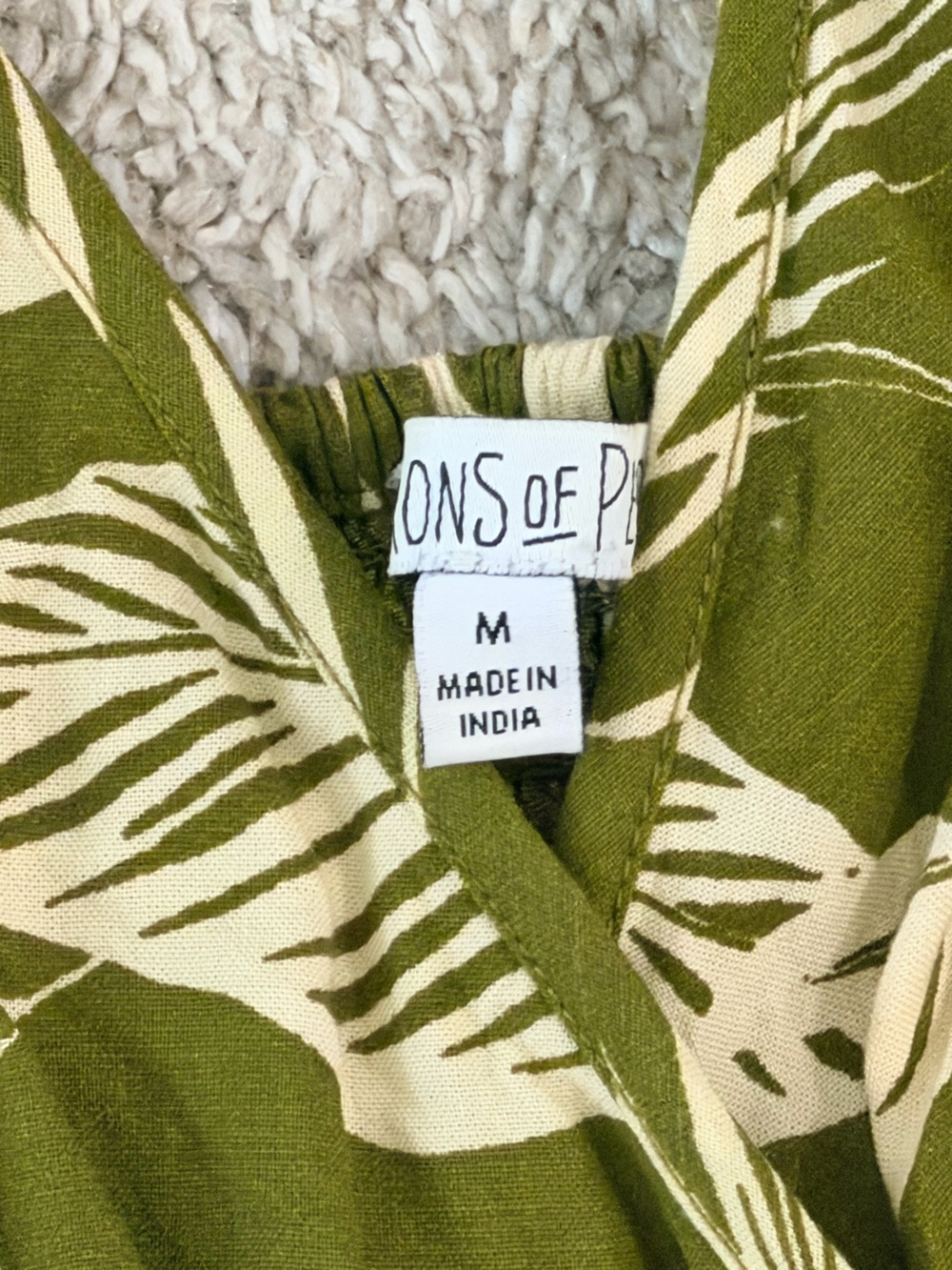 Olive Green Tropical Print Wide-Leg Jumpsuit - Picture 3 of 5